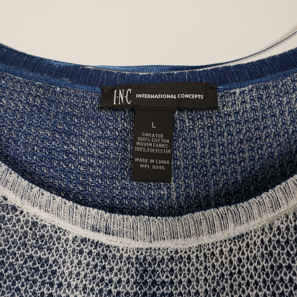 INC 100 % Cotton sweater with sheer inner layer layer Women'  size large - Picture 3 of 4